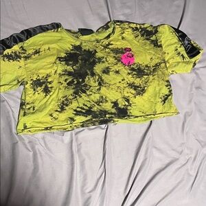 Empyre Yellow and Black Tie-Dye Crop Top